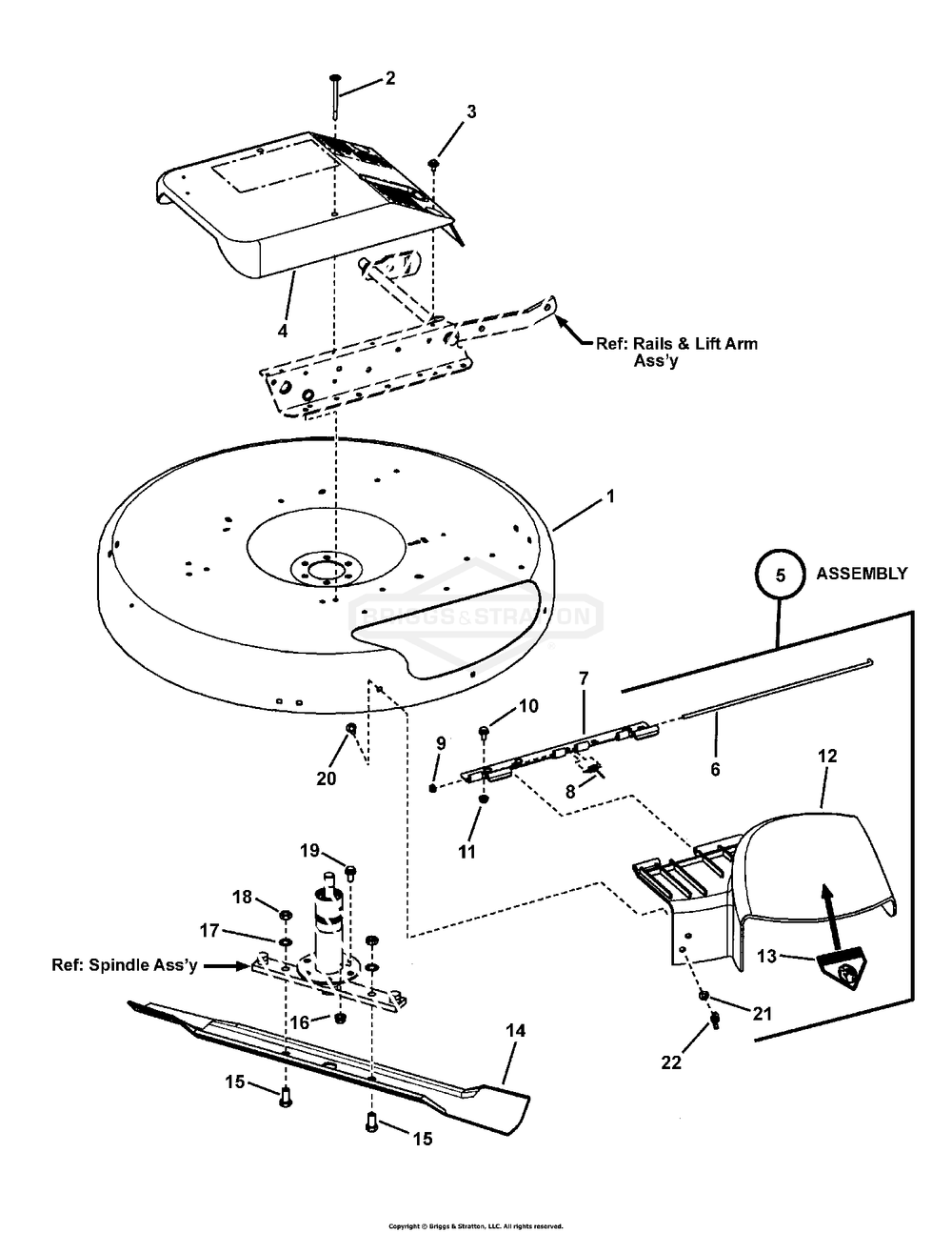 28-Inch Hi-Vac Cutting Deck And Deflector Diagram and Parts List for 7800669 (107280340)(2010) Briggs and Stratton Lawn Tractor